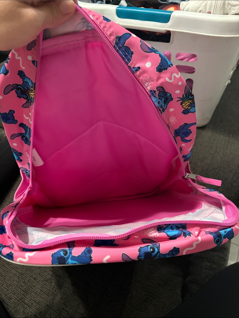 Disney Pink & Blue Stitch Kids Backpack with Holographic Accent - Picture 3 of 4